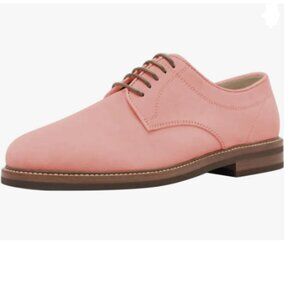 FSJ Pink Men's Oxford Dress Shoe Round Toe Lace-up Low Stacked Heel Wingtip Shoe